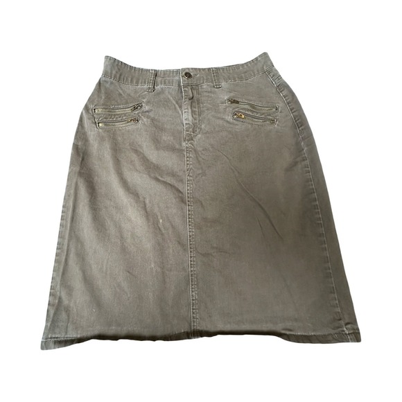 The Main Street Exchange Dresses & Skirts - The Main Street Exchange Skirt Womens 8 Olive Green Midi A-Line Zipper Detail